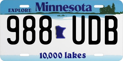MN license plate 988UDB