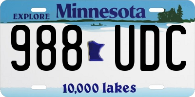 MN license plate 988UDC
