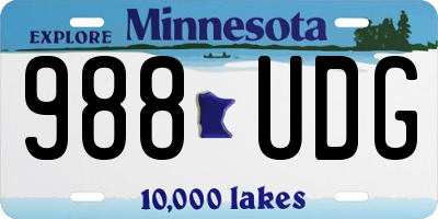 MN license plate 988UDG