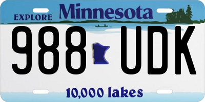 MN license plate 988UDK