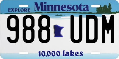 MN license plate 988UDM
