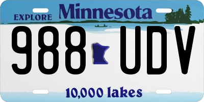 MN license plate 988UDV