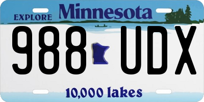 MN license plate 988UDX