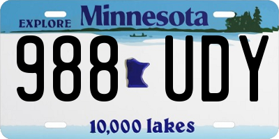 MN license plate 988UDY