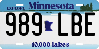 MN license plate 989LBE
