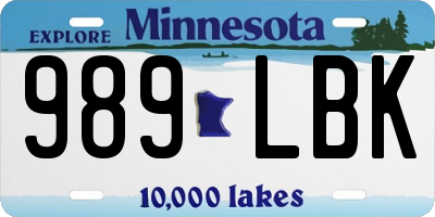 MN license plate 989LBK