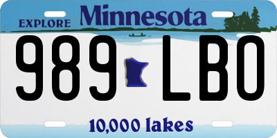 MN license plate 989LBO
