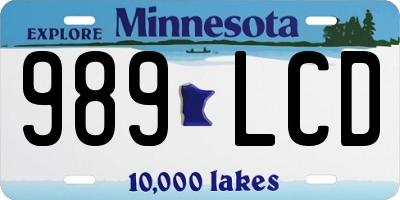 MN license plate 989LCD