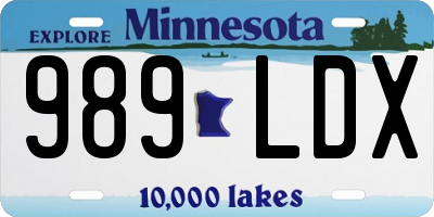 MN license plate 989LDX
