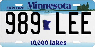 MN license plate 989LEE