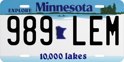 MN license plate 989LEM