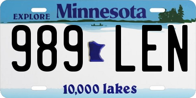MN license plate 989LEN