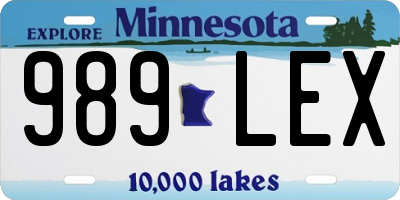 MN license plate 989LEX