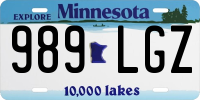 MN license plate 989LGZ