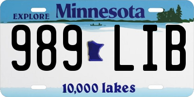 MN license plate 989LIB