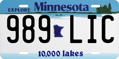 MN license plate 989LIC