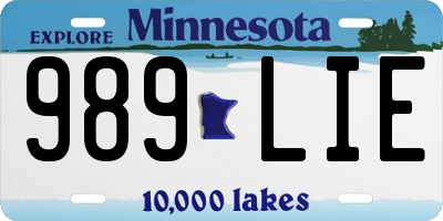 MN license plate 989LIE