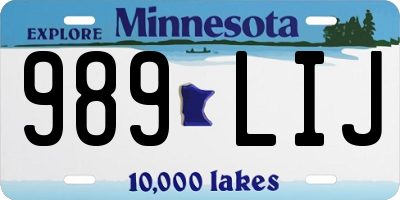 MN license plate 989LIJ