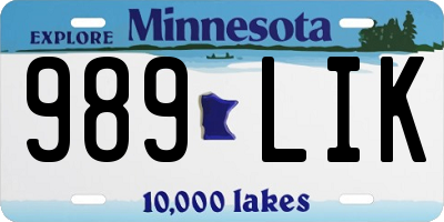 MN license plate 989LIK