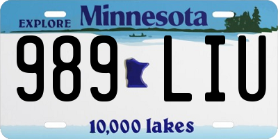 MN license plate 989LIU
