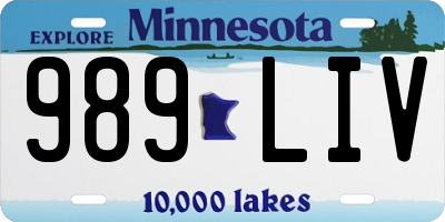 MN license plate 989LIV