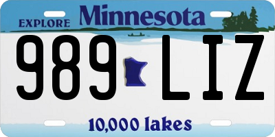 MN license plate 989LIZ