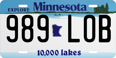 MN license plate 989LOB