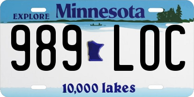MN license plate 989LOC