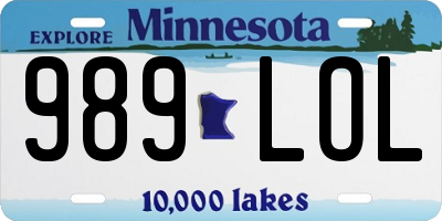 MN license plate 989LOL