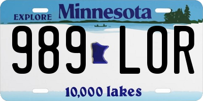 MN license plate 989LOR