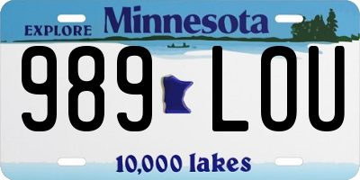 MN license plate 989LOU