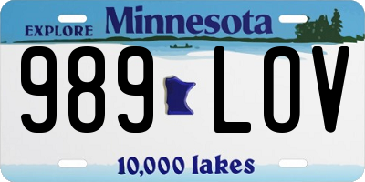 MN license plate 989LOV