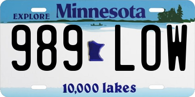 MN license plate 989LOW