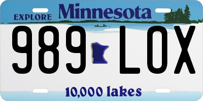 MN license plate 989LOX