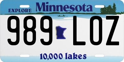 MN license plate 989LOZ