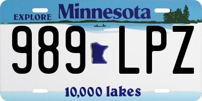MN license plate 989LPZ