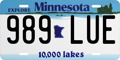MN license plate 989LUE