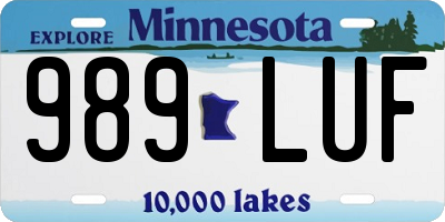MN license plate 989LUF
