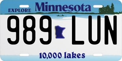 MN license plate 989LUN
