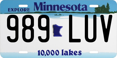 MN license plate 989LUV