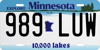 MN license plate 989LUW