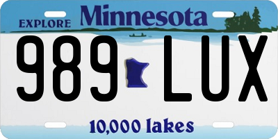 MN license plate 989LUX