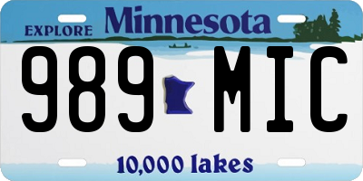 MN license plate 989MIC