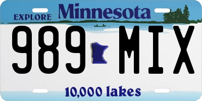 MN license plate 989MIX