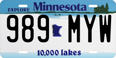 MN license plate 989MYW