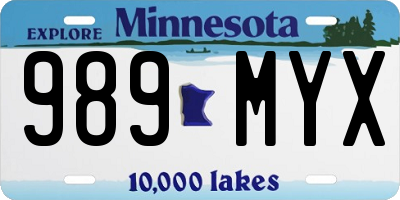 MN license plate 989MYX