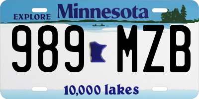 MN license plate 989MZB