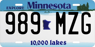 MN license plate 989MZG