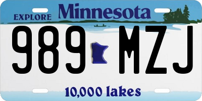 MN license plate 989MZJ