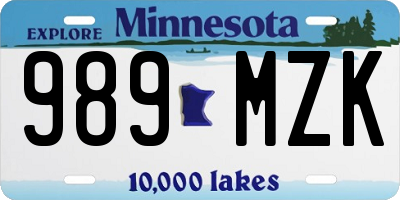 MN license plate 989MZK